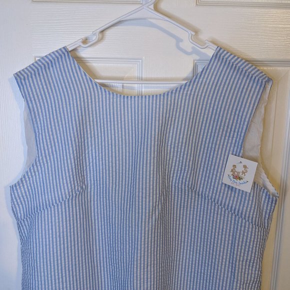 Busy Bees Smocks Striped Blue & White w/Yellow Lace Down Back Dress - 2XL NWT - Picture 3 of 7